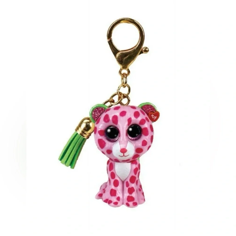 GLAMOUR the Pink Leopard - TY Mini Beannie Boos key chain